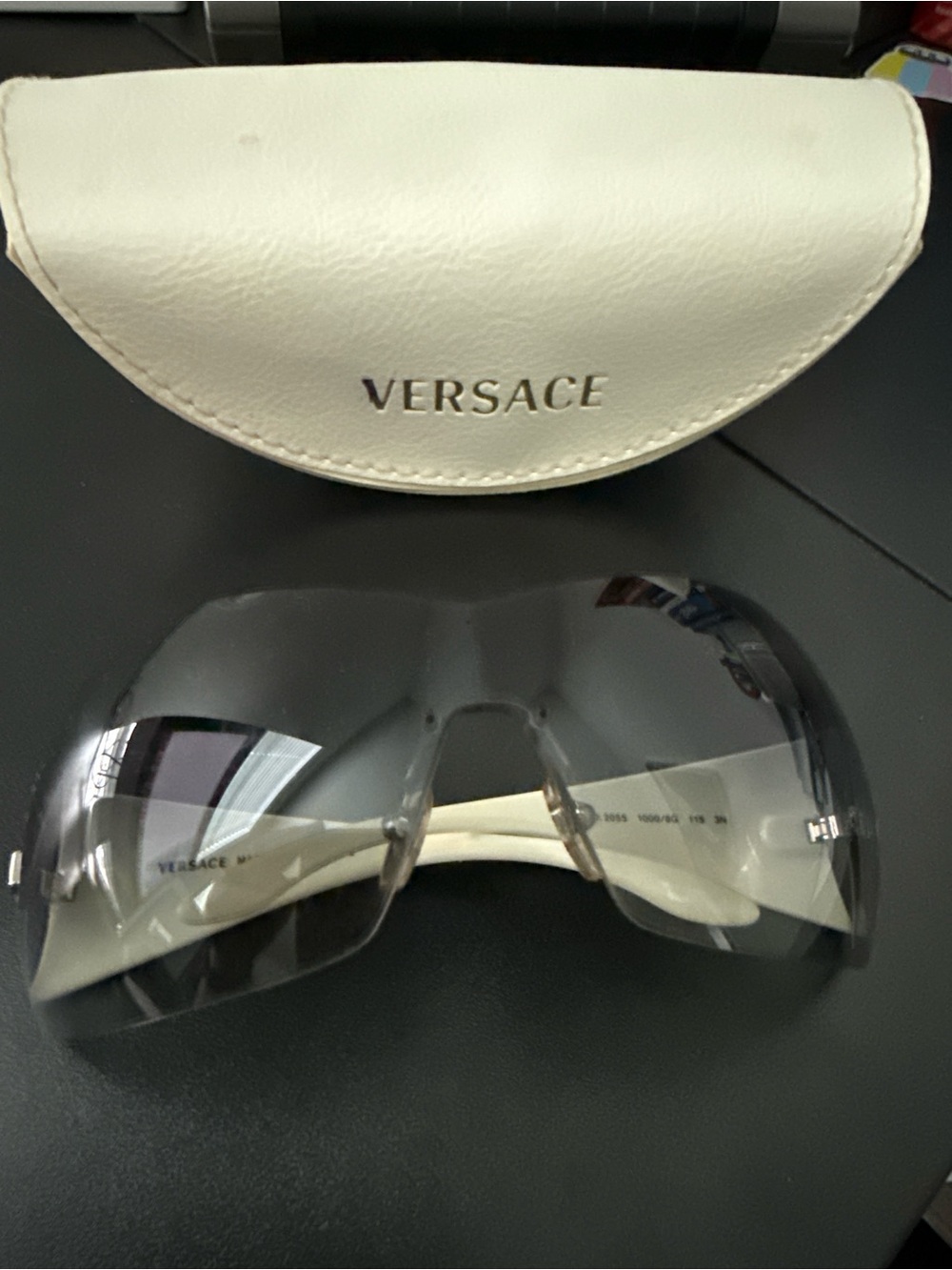 Versace womens Shield Sunglasses in White and Gray